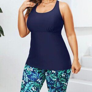 2 PIECE BLUE FLORAL TANKINI